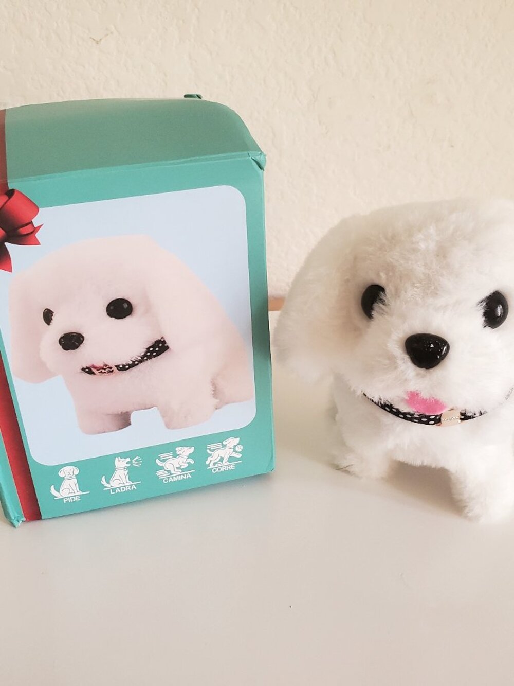 Interactive Cute White Puppy Walking Plush Toy Walks & Barks Battery Operated